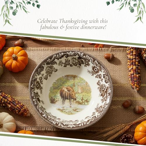 Spode Woodland Majestic Moose Ascot Cereal Bowl - 8 Inch Fine