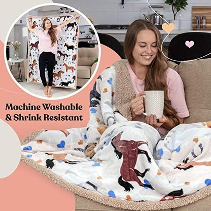 Horse Blanket for Girls, 50x60 Soft and Cozy Horse Throw Blanket for