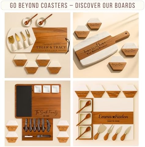 Personalized Wooden Coasters – Handmade Drink Coaster, Custom Wedding