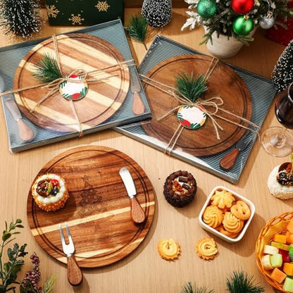 Sawysine 8 Christmas Charcuterie Board Gifts with Knife Fork, 9.84"