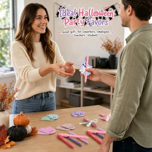 24 Set Pastel Halloween Ghost Sticky Notes and Pens Party Favor Bulk