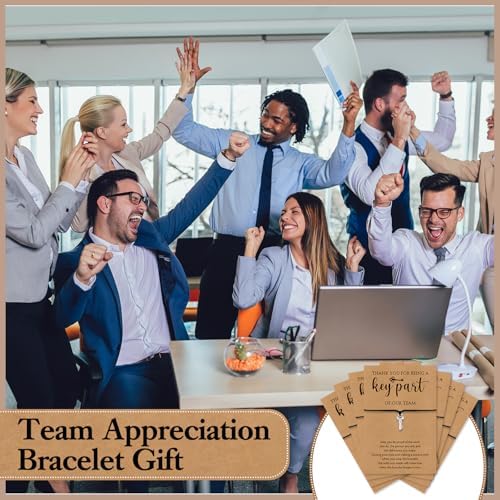 Huquary 25 Set Team Employee Appreciation Gifts Thank You Key Bracelet