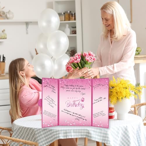 Crenics Hot Pink Happy Birthday Guest Sign in Book Alternative 18" x