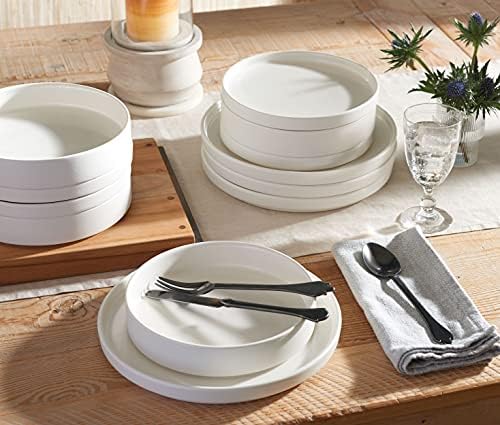 222 Fifth 12 Pieces Porcelain Dinnerware Set for 4, Elegant White
