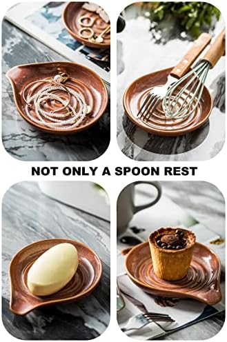 LAUCHUH Spoon Rest for Stove Top, Ceramic Spoon Holder for Kitchen