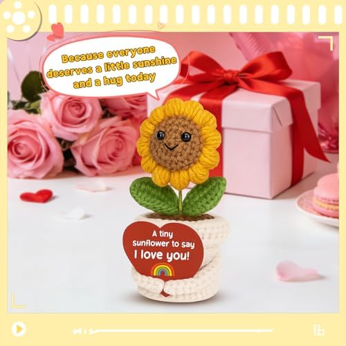 I Love You Crochet Sunflower Gifts For him her Birthday Valentine's
