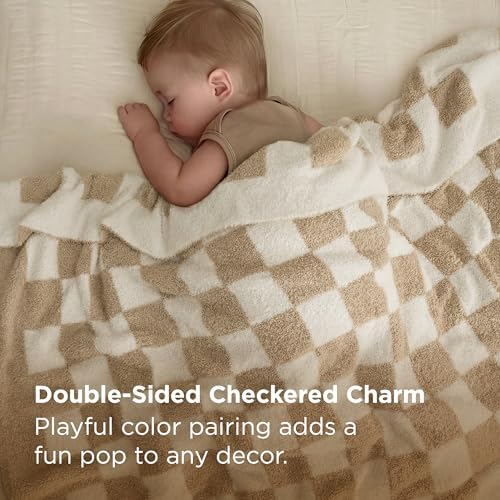 Bedsure Beige Fall Throw Blanket for Couch, Cozy Soft Checkered