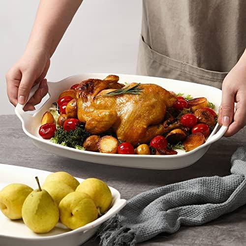 DOWAN Serving Tray with Handles, 15.4" Large Platters for Wedding
