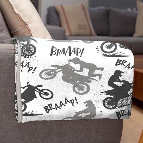 Dirt Bike Blanket Gifts,Ultra Soft Motorbike Throw Blanket Boys Kids