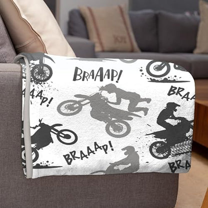 Dirt Bike Blanket Gifts,Ultra Soft Motorbike Throw Blanket Boys Kids