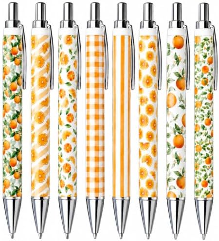 8PC Orange Fruit Theme Pens Bulk Gift Set Cute Fruity Zest Summer Fall