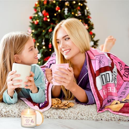 Dingion 11 Pcs Stepmom Gift Set 50x60 Throw Blanket Mug Makeup Bag