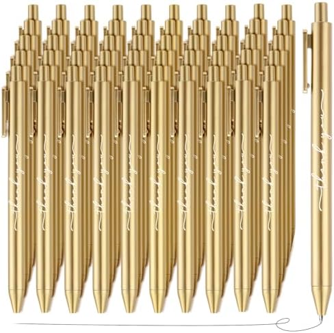 Dispowreath 50 Pcs Thank You Pen Bulk Cute Server Pens, Golden