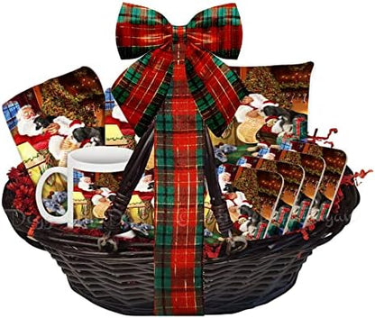 The Ultimate Dog Lover Christmas Basket Santa Sleeping with Afghan