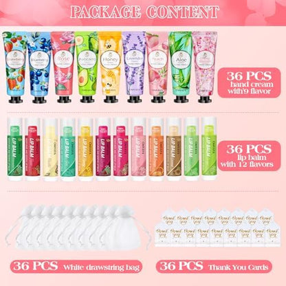 36 Sets Bulk Gifts For Women, Hand Cream Lotion and Lip Balm Bulk Set