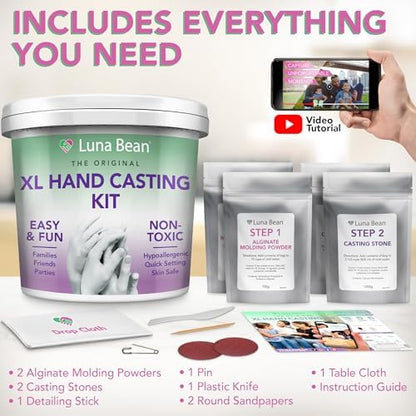 Luna Bean XL Hand Casting Kit for Family - Extra Large Mold, Up to 6