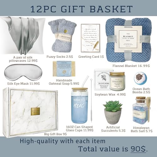 AHAGIFTREE Get Well Soon Gift Baskets For Women,12PC Get Well Gifts