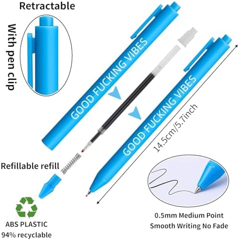 Jxueych 11 Pack Funny Pens with Sarcastic Sayings - Unique Gifts for