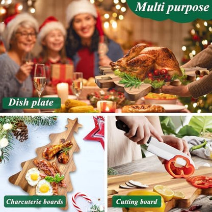 Wooden Christmas Kitchen Decor Acacia Wood Tree Cutting Charcuterie