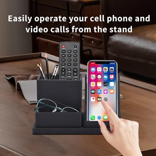 Pu Leather Desk Pen/Pencil Organizer Multi-Function Cell Phone/Remote