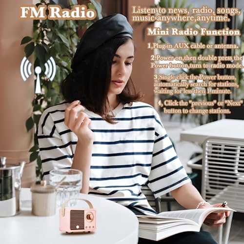 Retro Bluetooth Speaker, Wireless Mini Portable Speakers Vintage Radio