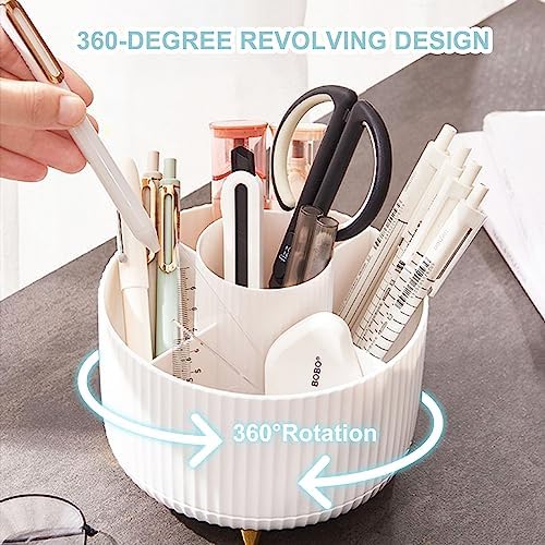 Cayxenful Pencil Holder For Desk,5 Slots 360°Degree Rotating Desk