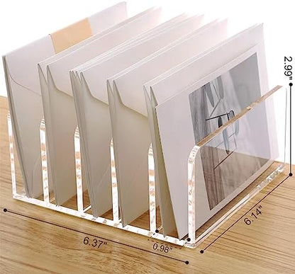 SANRUI Clear Mail Organizer Desk Sorter, Acrylic Letter File Holder