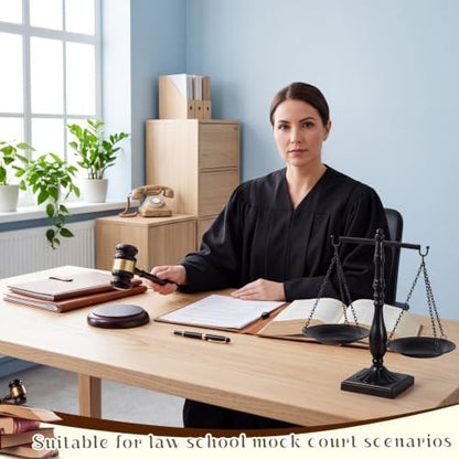 Tallew Vintage Justice Libra, Wooden Gavel with Sound Block, Black
