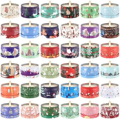 36 Packs Christmas Scented Candles Gift- Aromatherapy Candle-2.5oz Soy