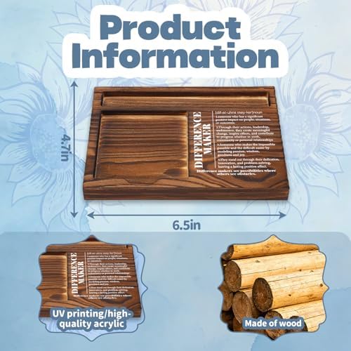FOUGSTA Difference Maker Wooden Note Pen Holder, Appreciation Gift for