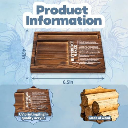 FOUGSTA Difference Maker Wooden Note Pen Holder, Appreciation Gift for
