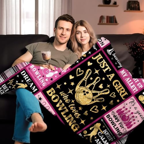 Bowling Blanket Throw Gifts for Women Men Sport Stuff Blankets Bedding