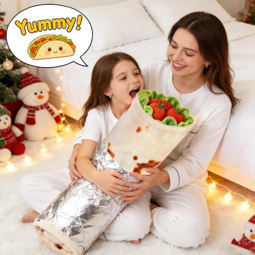 SeaRoomy Burrito Tortilla Blanket, Funny Food Throw Blanket, Round