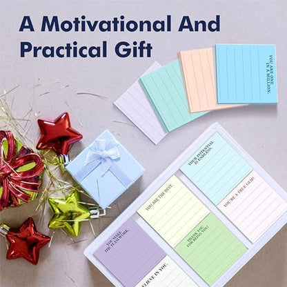 18 PCS Inspirational Sticky Notes with Lines, Adhesive Note Pads
