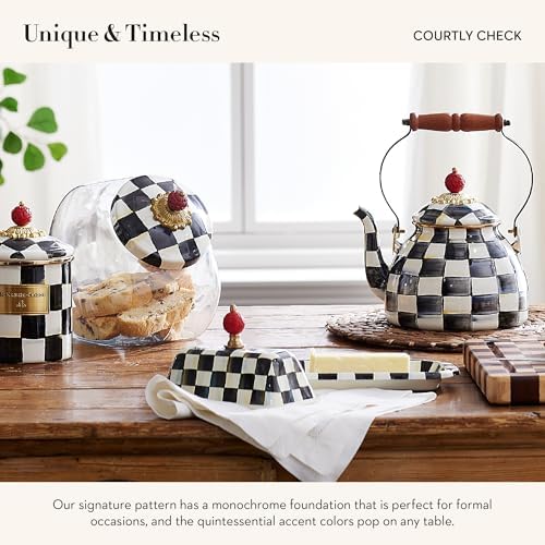 MACKENZIE-CHILDS Enamel Butter Box with Lid, Black-and-White Courtly