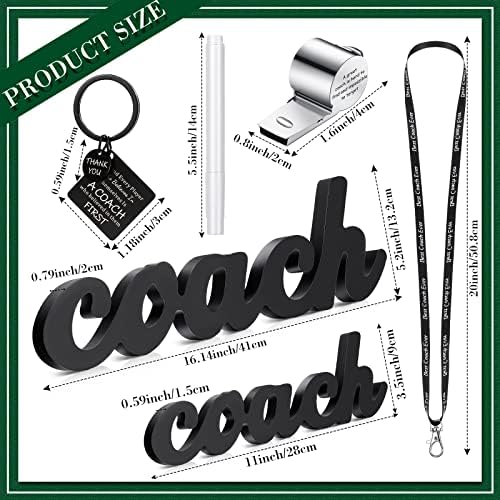 Sratte 5 Pcs Thank You Gift for Coach Include Black Wood Word Sign