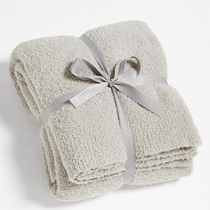 CYMULA Knit Throw Blanket for Couch Light Grey - Super Soft