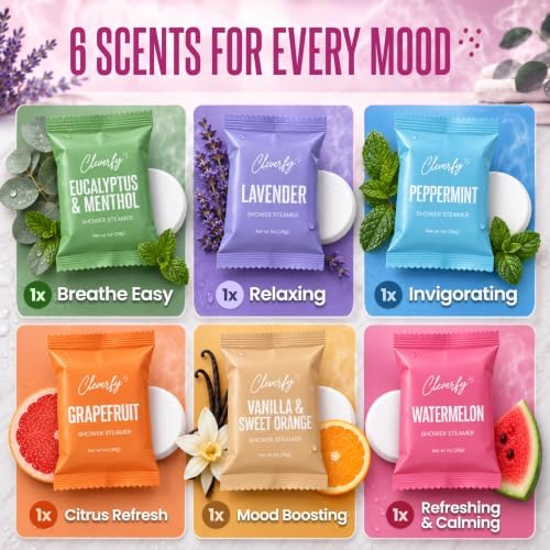 Cleverfy Shower Steamers Aromatherapy Gifts for Teen Girls, 6 Tablets