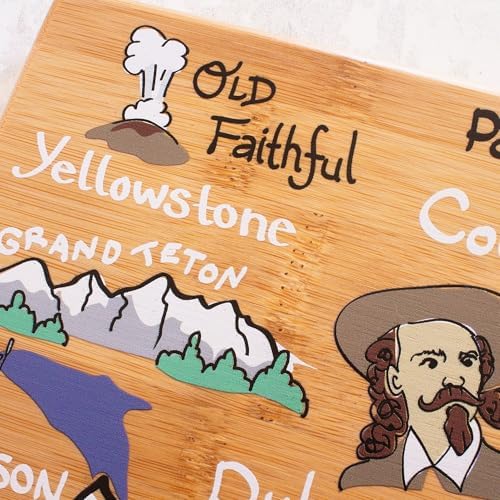 Totally Bamboo Wyoming State Shaped Cutting Board, Art by Fish Kiss
