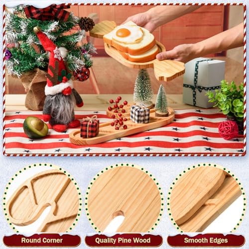 AWIZOM 2 Pcs Christmas Wooden Serving Platters Peppermint Candy and