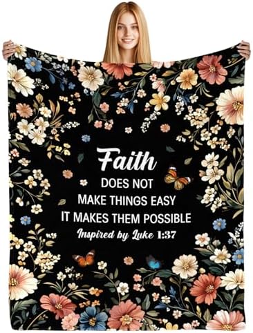 Christian Religious Gifts for Women Faith Throw Blanket 60"x50"