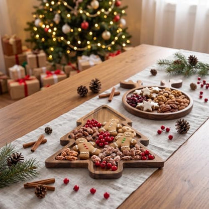 Acacia Wood Christmas Tree Charcuterie and Reindeer Board Tray