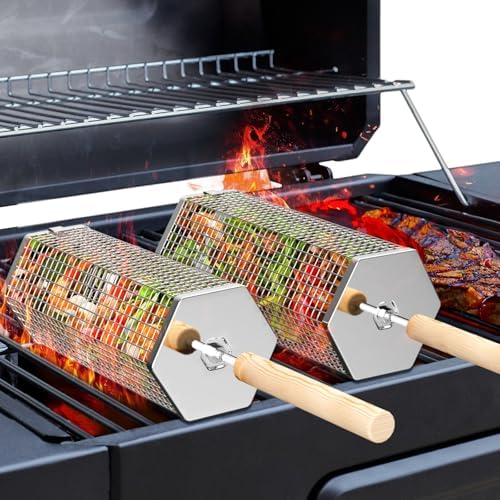 Rolling Grill Basket, Grilling Accessories, Outdoor Camping, Gifts for