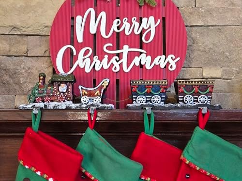 Lulu Decor, Cast Iron Christmas Stocking Holder 3D Train Rail Carts