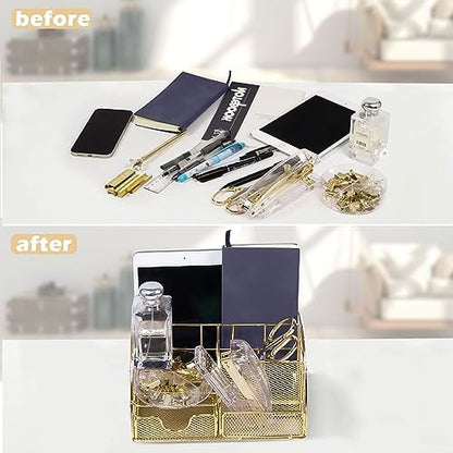 Gold Office Desk Organizers, 13PCS Office Supplies and Accessories