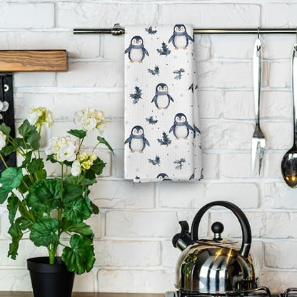 Winter Penguin Kitchen Towels Penguin Christmas Dish Towels, Winter