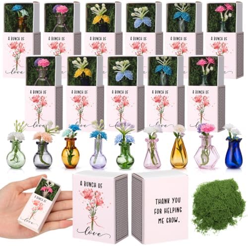 Wonderjune 14 Sets Mini Flowers Thank You Gift Bulk for Women, Mix