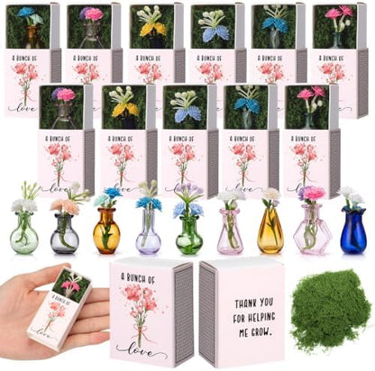Wonderjune 14 Sets Mini Flowers Thank You Gift Bulk for Women, Mix