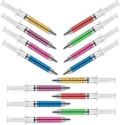 24Pcs Syringe Pens, 12 Colors Macaron Retractable Fun Nurse Pens Bulk