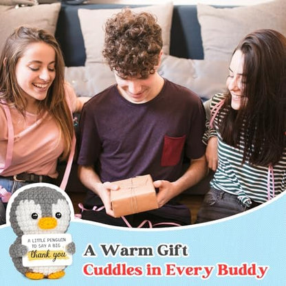 Thank You Gifts for Women Men - Cute Handmade Positive Crochet Penguin